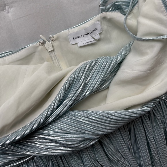 Lovers and Friends Small Ashley Gown in Dusty Blue Metallic - Picture 8 of 9